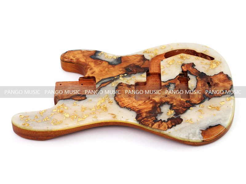 One-of-a-Kind Burl Wood Veneer Epoxy Resin PJ-Style Electric Bass Guitar Body (PJE-006)