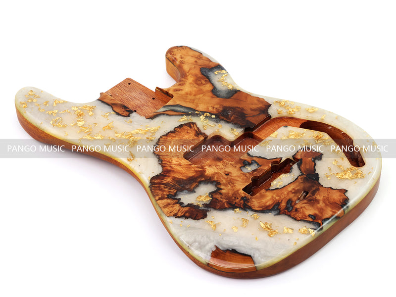 One-of-a-Kind Burl Wood Veneer Epoxy Resin PJ-Style Electric Bass Guitar Body (PJE-006)