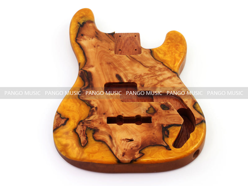 One-of-a-Kind Burl Wood Veneer Epoxy Resin PJ-Style Electric Bass Guitar Body (PJE-007)
