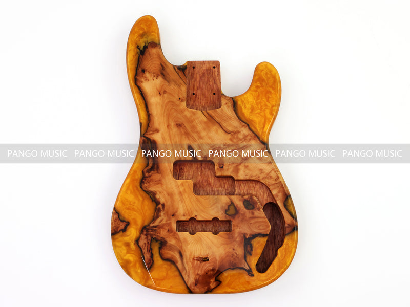 One-of-a-Kind Burl Wood Veneer Epoxy Resin PJ-Style Electric Bass Guitar Body (PJE-007)