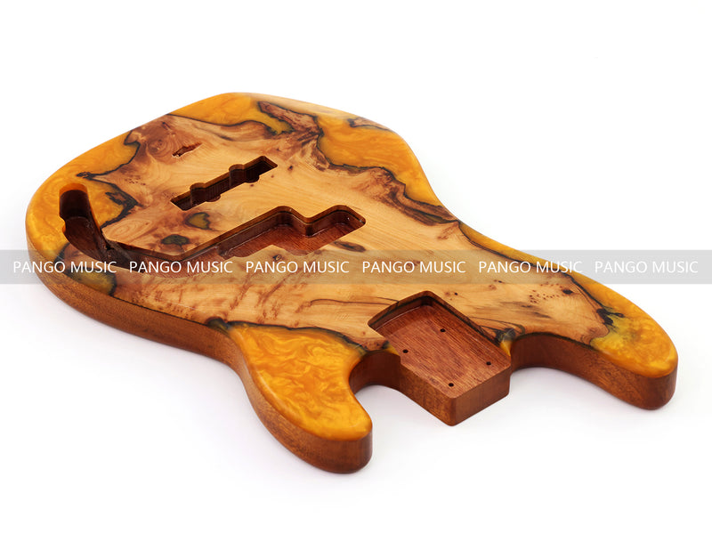 One-of-a-Kind Burl Wood Veneer Epoxy Resin PJ-Style Electric Bass Guitar Body (PJE-007)