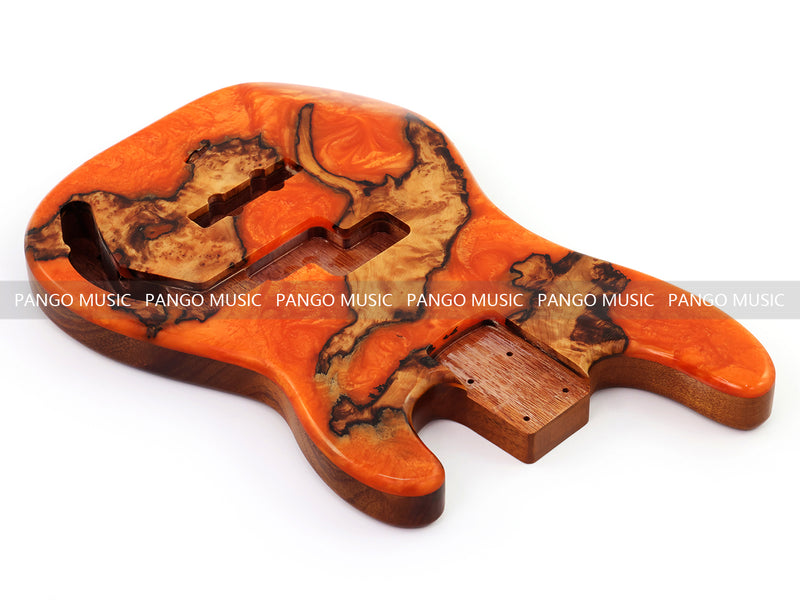 One-of-a-Kind Burl Wood Veneer Epoxy Resin PJ-Style Electric Bass Guitar Body (PJE-009)