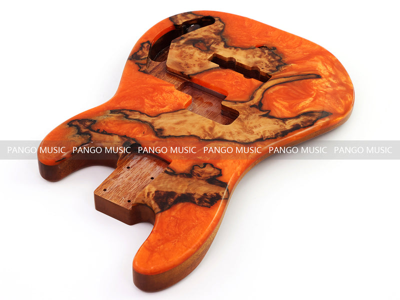 One-of-a-Kind Burl Wood Veneer Epoxy Resin PJ-Style Electric Bass Guitar Body (PJE-009)