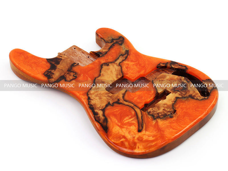 One-of-a-Kind Burl Wood Veneer Epoxy Resin PJ-Style Electric Bass Guitar Body (PJE-009)