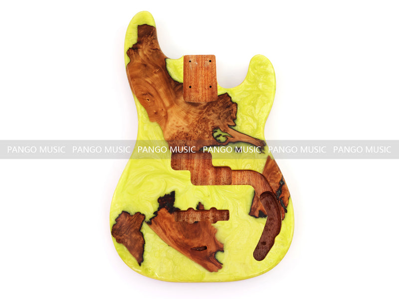 One-of-a-Kind Burl Wood Veneer Epoxy Resin PJ-Style Electric Bass Guitar Body (PJE-011)