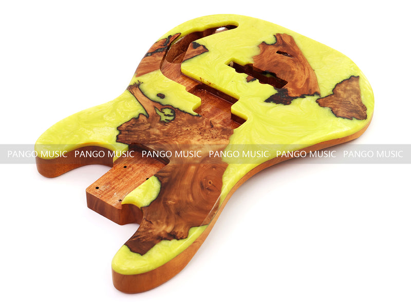 One-of-a-Kind Burl Wood Veneer Epoxy Resin PJ-Style Electric Bass Guitar Body (PJE-011)