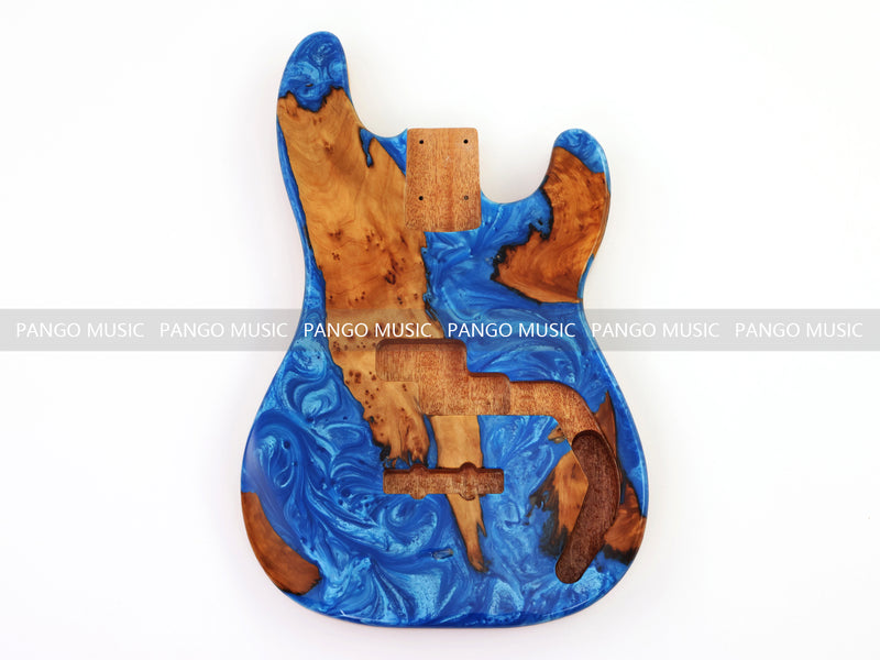 One-of-a-Kind Burl Wood Veneer Epoxy Resin PJ-Style Electric Bass Guitar Body (PJE-012)