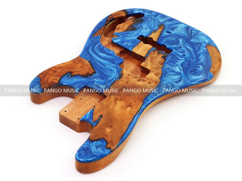 One-of-a-Kind Burl Wood Veneer Epoxy Resin PJ-Style Electric Bass Guitar Body (PJE-012)
