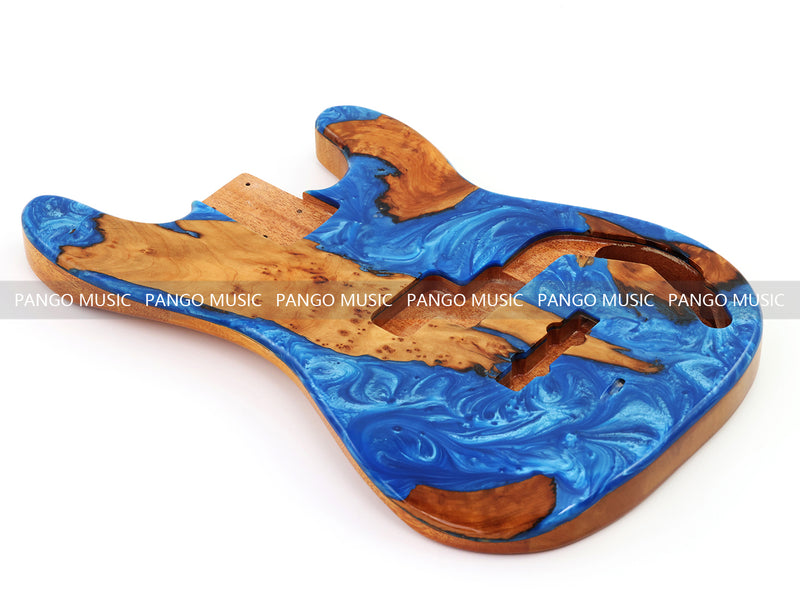 One-of-a-Kind Burl Wood Veneer Epoxy Resin PJ-Style Electric Bass Guitar Body (PJE-012)