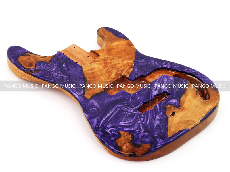 One-of-a-Kind Burl Wood Veneer Epoxy Resin PJ-Style Electric Bass Guitar Body (PJE-013)