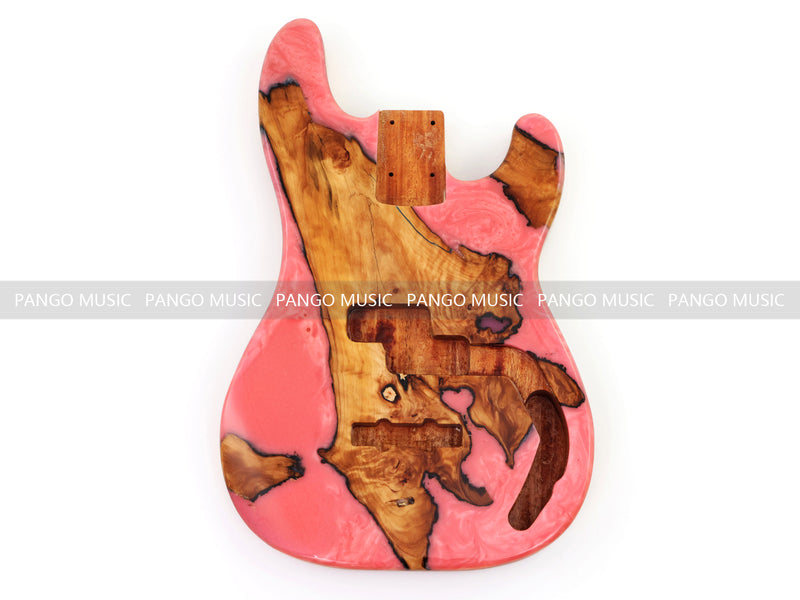 One-of-a-Kind Burl Wood Veneer Epoxy Resin PJ-Style Electric Bass Guitar Body (PJE-015)