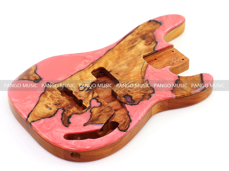 One-of-a-Kind Burl Wood Veneer Epoxy Resin PJ-Style Electric Bass Guitar Body (PJE-015)