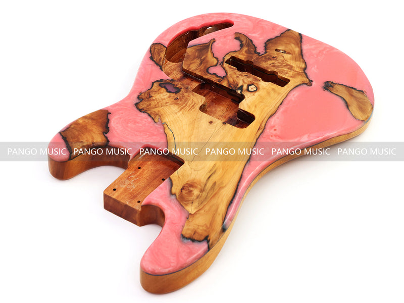 One-of-a-Kind Burl Wood Veneer Epoxy Resin PJ-Style Electric Bass Guitar Body (PJE-015)