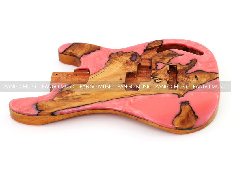 One-of-a-Kind Burl Wood Veneer Epoxy Resin PJ-Style Electric Bass Guitar Body (PJE-015)