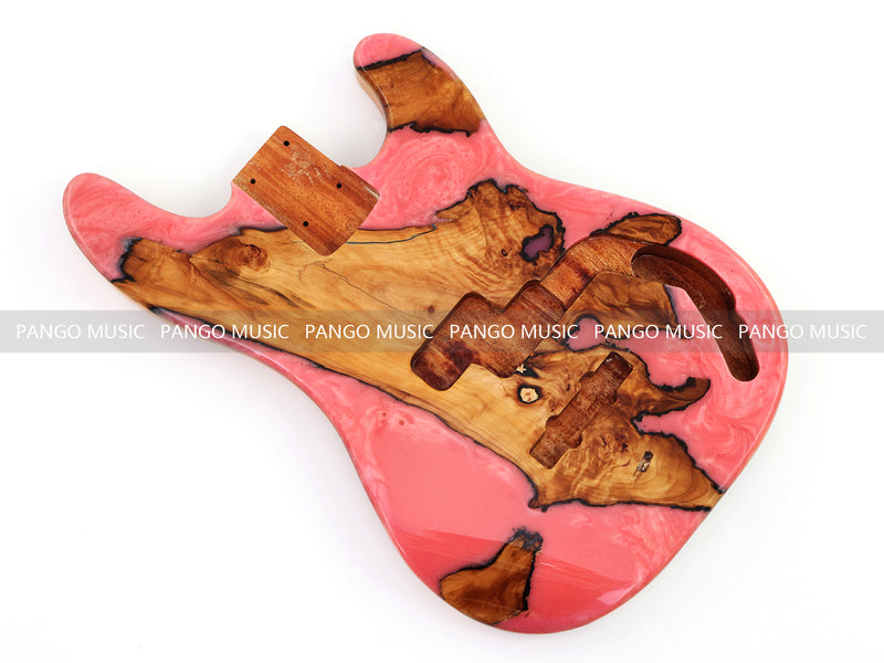 One-of-a-Kind Burl Wood Veneer Epoxy Resin PJ-Style Electric Bass Guitar Body (PJE-015)