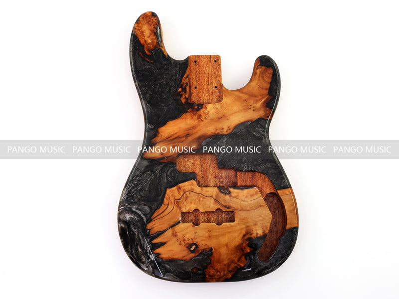 One-of-a-Kind Burl Wood Veneer Epoxy Resin PJ-Style Electric Bass Guitar Body (PJE-016)