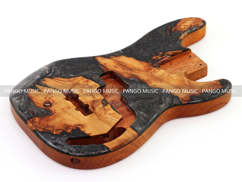 One-of-a-Kind Burl Wood Veneer Epoxy Resin PJ-Style Electric Bass Guitar Body (PJE-016)
