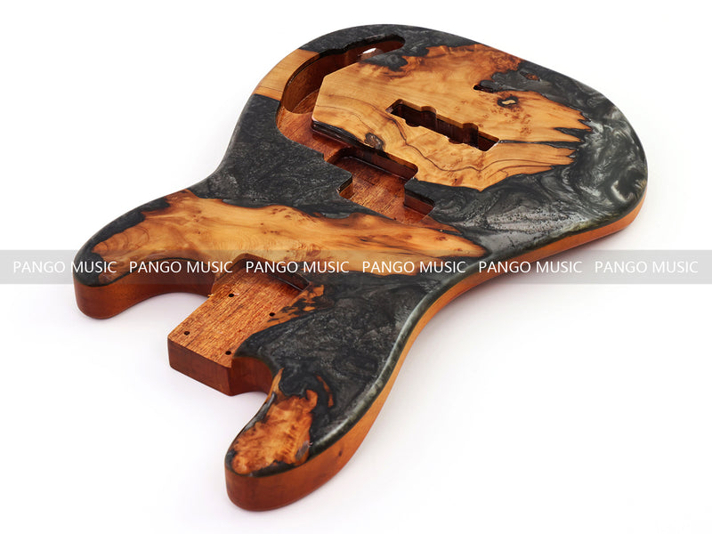 One-of-a-Kind Burl Wood Veneer Epoxy Resin PJ-Style Electric Bass Guitar Body (PJE-016)