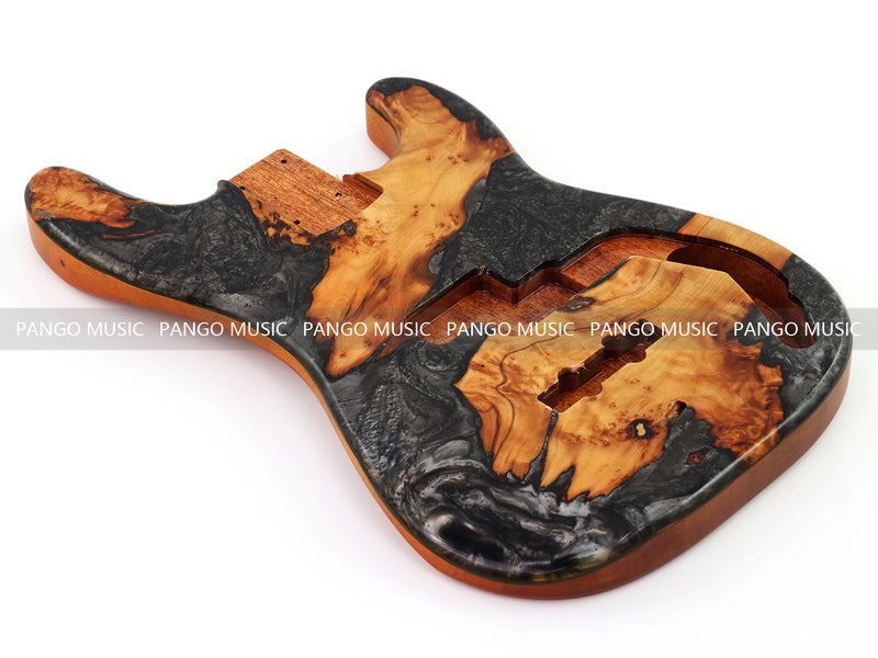 One-of-a-Kind Burl Wood Veneer Epoxy Resin PJ-Style Electric Bass Guitar Body (PJE-016)