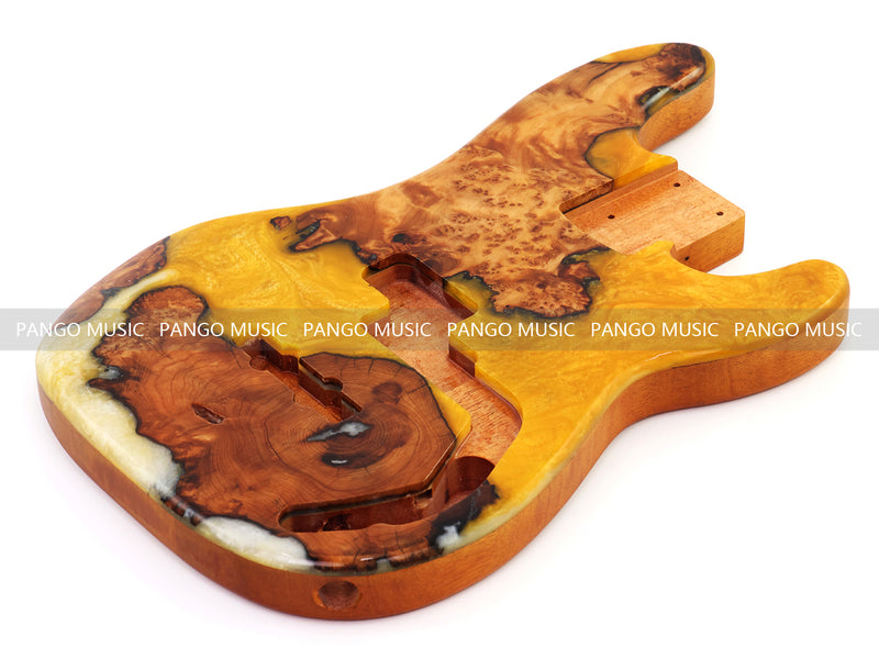 One-of-a-Kind Burl Wood Veneer Epoxy Resin PJ-Style Electric Bass Guitar Body (PJE-017)