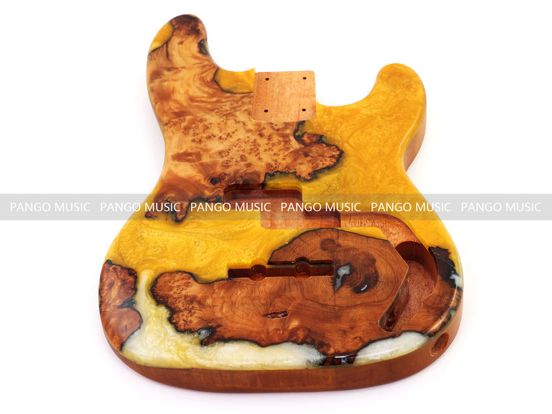 One-of-a-Kind Burl Wood Veneer Epoxy Resin PJ-Style Electric Bass Guitar Body (PJE-017)