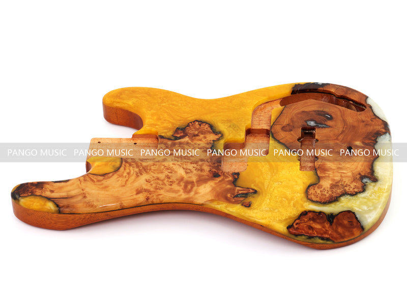 One-of-a-Kind Burl Wood Veneer Epoxy Resin PJ-Style Electric Bass Guitar Body (PJE-017)