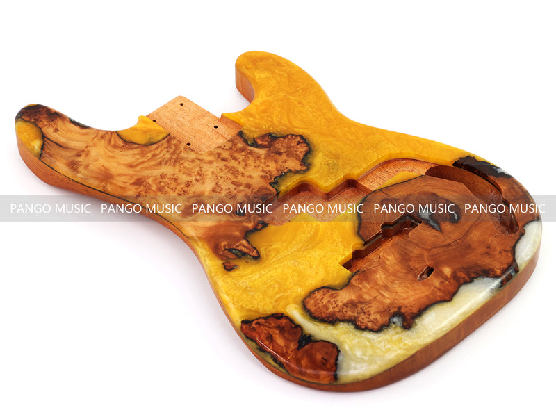 One-of-a-Kind Burl Wood Veneer Epoxy Resin PJ-Style Electric Bass Guitar Body (PJE-017)