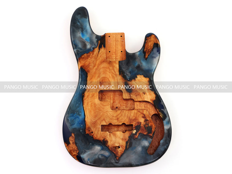 One-of-a-Kind Burl Wood Veneer Epoxy Resin PJ-Style Electric Bass Guitar Body (PJE-018)