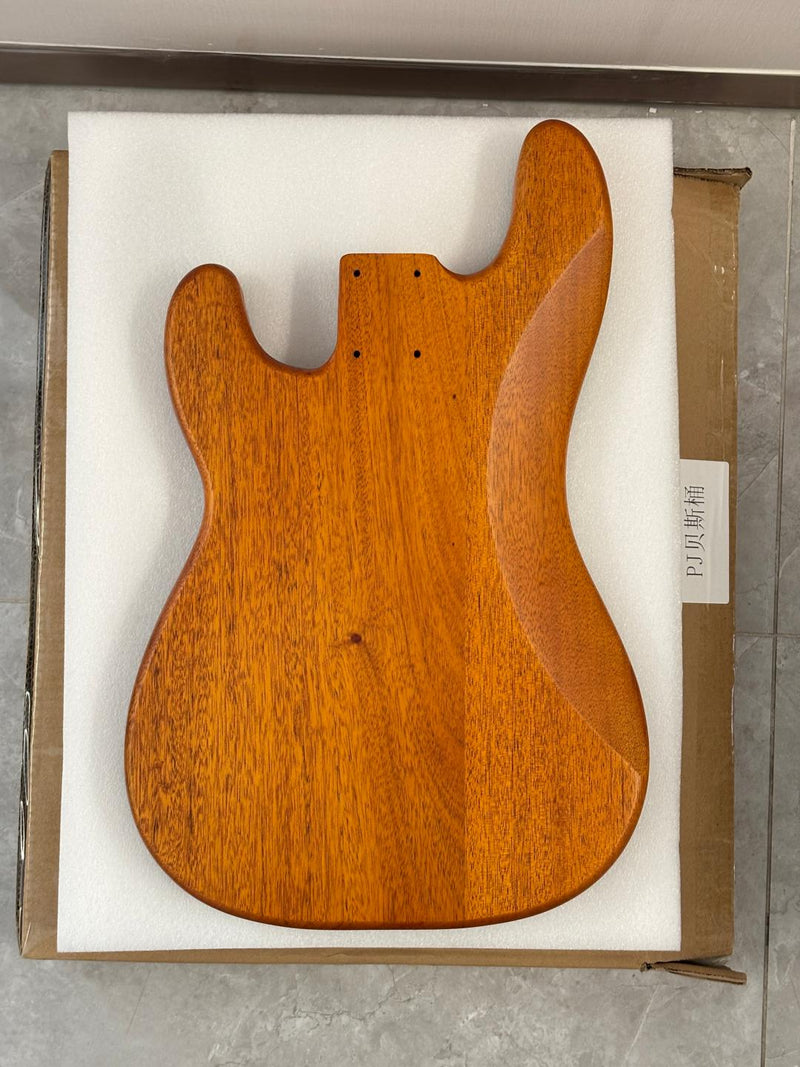 One-of-a-Kind Burl Wood Veneer Epoxy Resin PJ-Style Electric Bass Guitar Body (PJE-018)
