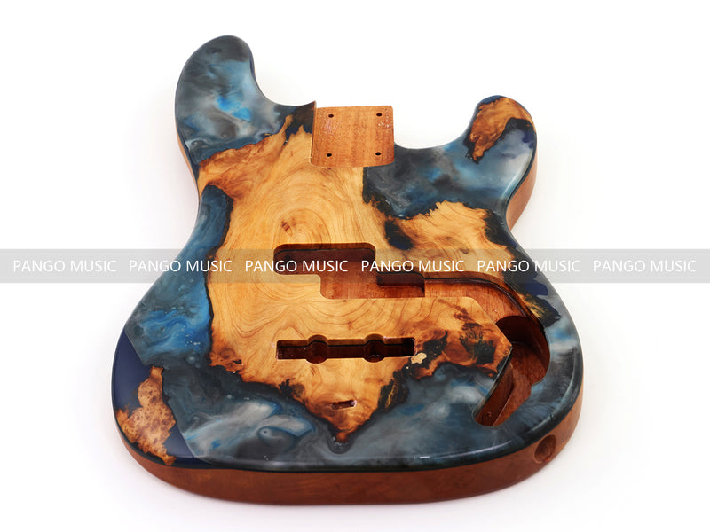 One-of-a-Kind Burl Wood Veneer Epoxy Resin PJ-Style Electric Bass Guitar Body (PJE-018)