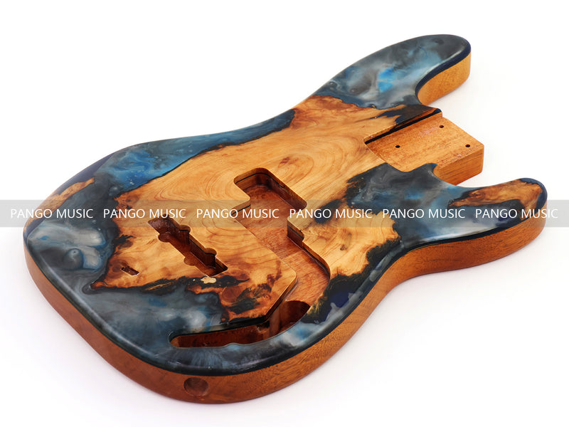One-of-a-Kind Burl Wood Veneer Epoxy Resin PJ-Style Electric Bass Guitar Body (PJE-018)