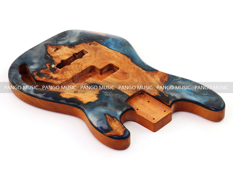 One-of-a-Kind Burl Wood Veneer Epoxy Resin PJ-Style Electric Bass Guitar Body (PJE-018)