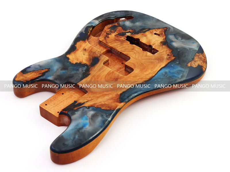One-of-a-Kind Burl Wood Veneer Epoxy Resin PJ-Style Electric Bass Guitar Body (PJE-018)