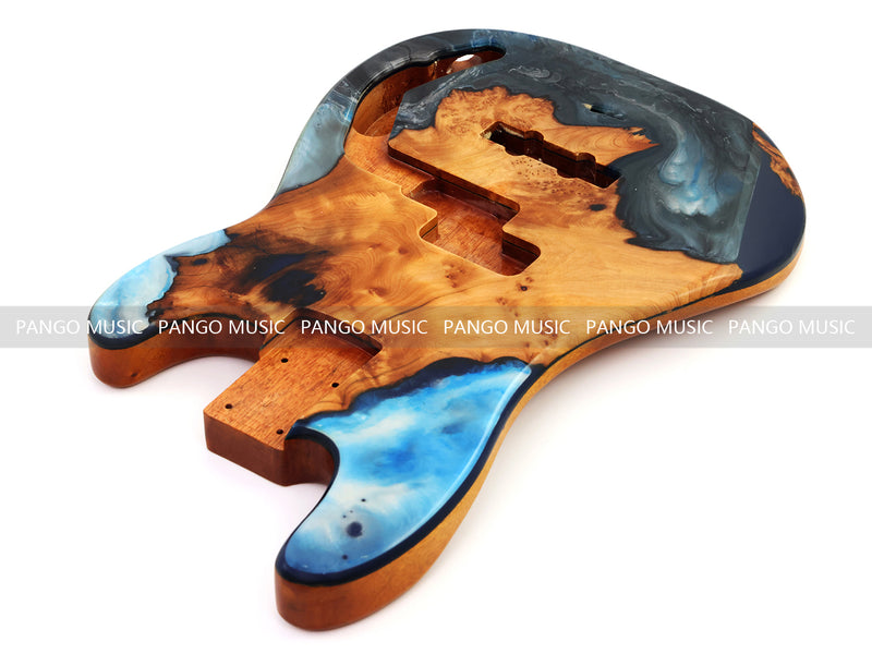 One-of-a-Kind Burl Wood Veneer Epoxy Resin PJ-Style Electric Bass Guitar Body (PJE-019)