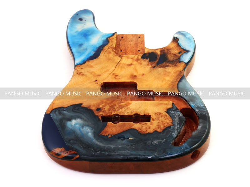 One-of-a-Kind Burl Wood Veneer Epoxy Resin PJ-Style Electric Bass Guitar Body (PJE-019)