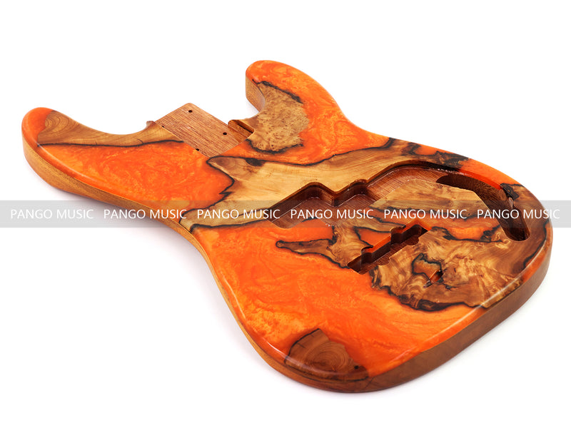 One-of-a-Kind Burl Wood Veneer Epoxy Resin PJ-Style Electric Bass Guitar Body (PJE-020)