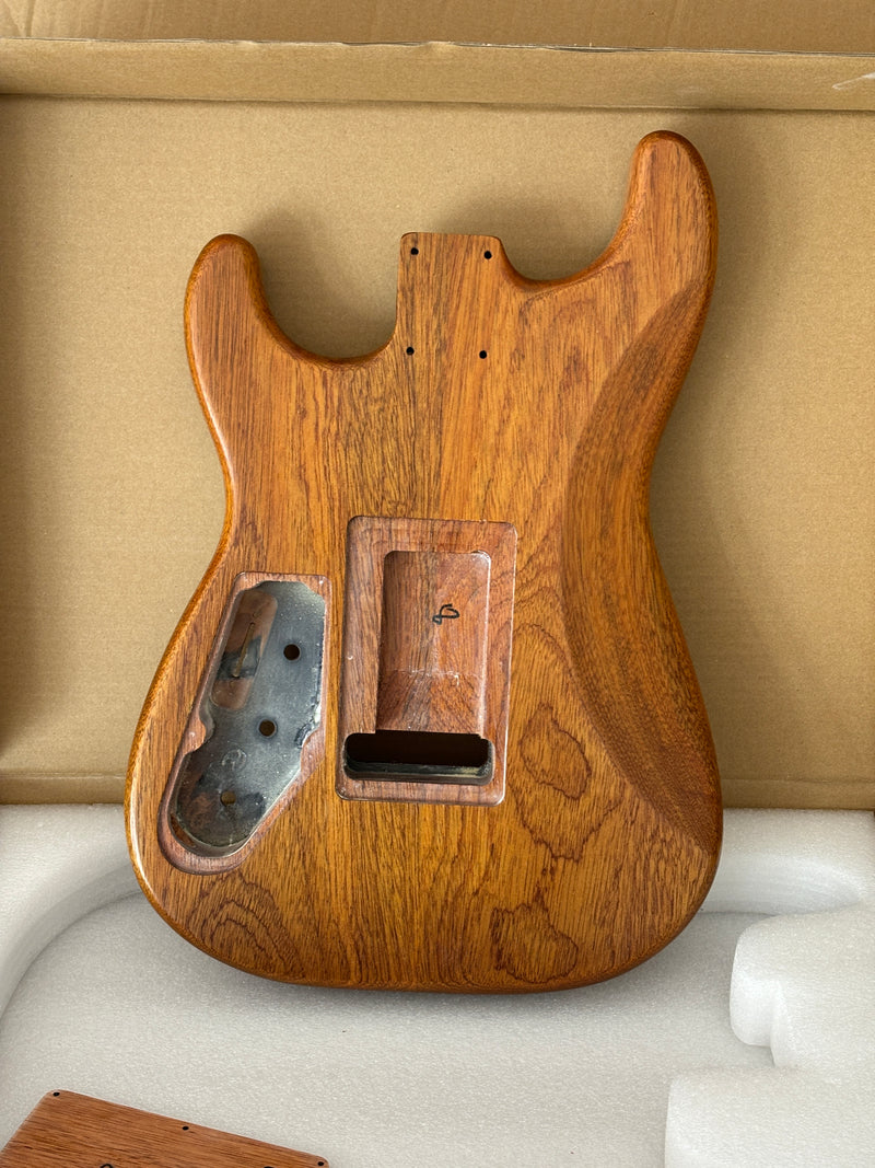 One-of-a-Kind Burl Wood Veneer Epoxy Resin ST Style Electric Guitar Body (SBE-004)