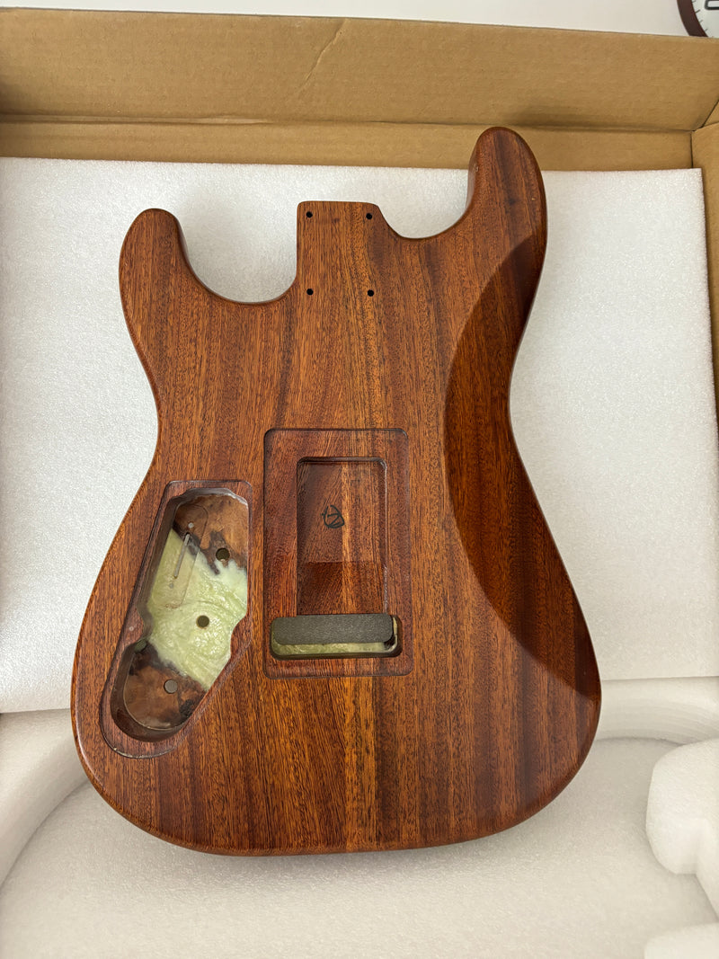 One-of-a-Kind Burl Wood Veneer Epoxy Resin ST Style Electric Guitar Body (SBE-013)