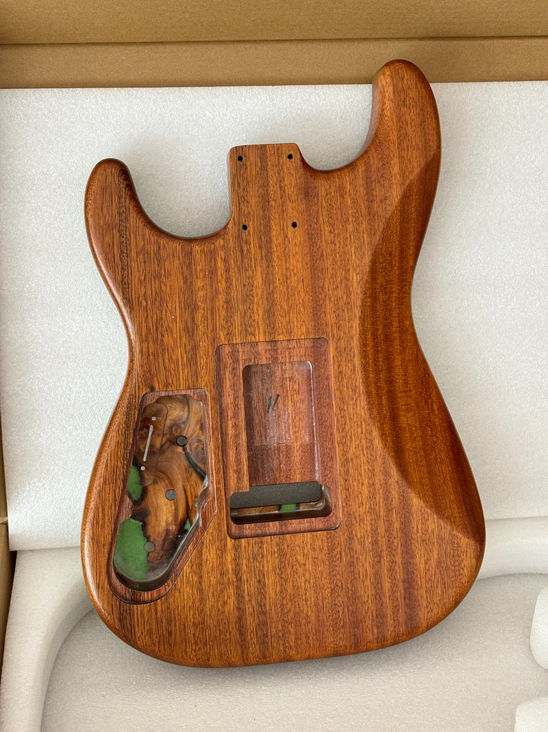 One-of-a-Kind Burl Wood Veneer Epoxy Resin ST Style Electric Guitar Body (SBE-015)
