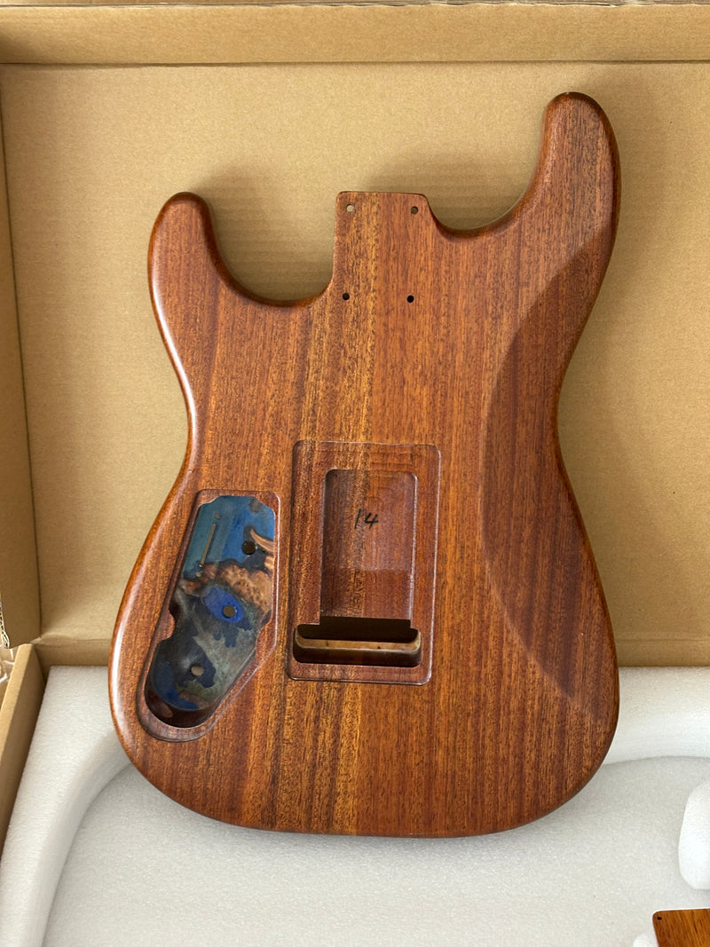 One-of-a-Kind Burl Wood Veneer Epoxy Resin ST Style Electric Guitar Body (SBE-016)