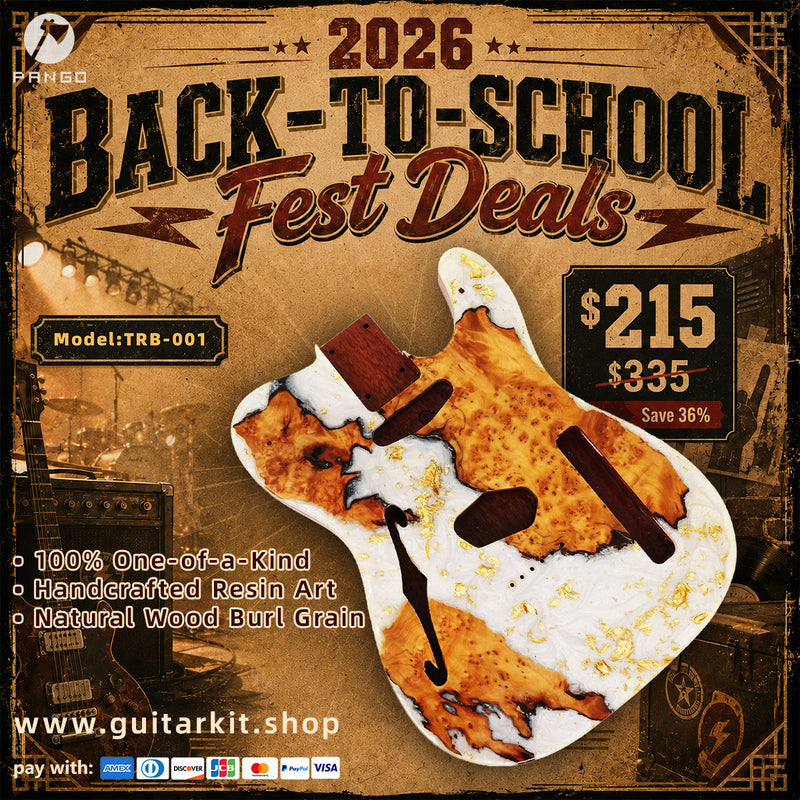 One-of-a-Kind Burl Wood Veneer Epoxy Resin Tele Thinline Style Electric Guitar Body with F-Hole (TRB-001)