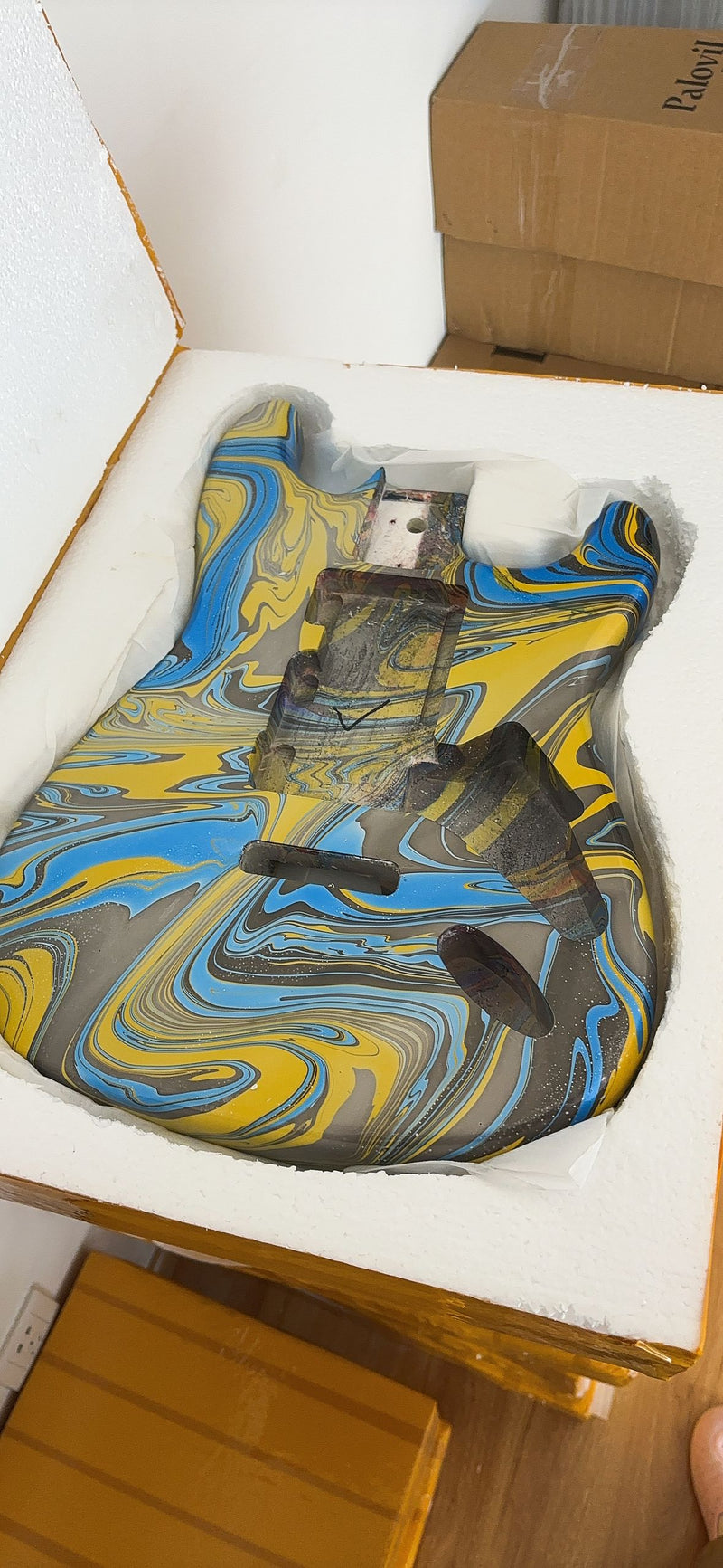 One-of-a-Kind Hand-Swirled ST Style Electric Guitar Body (HST-010)
