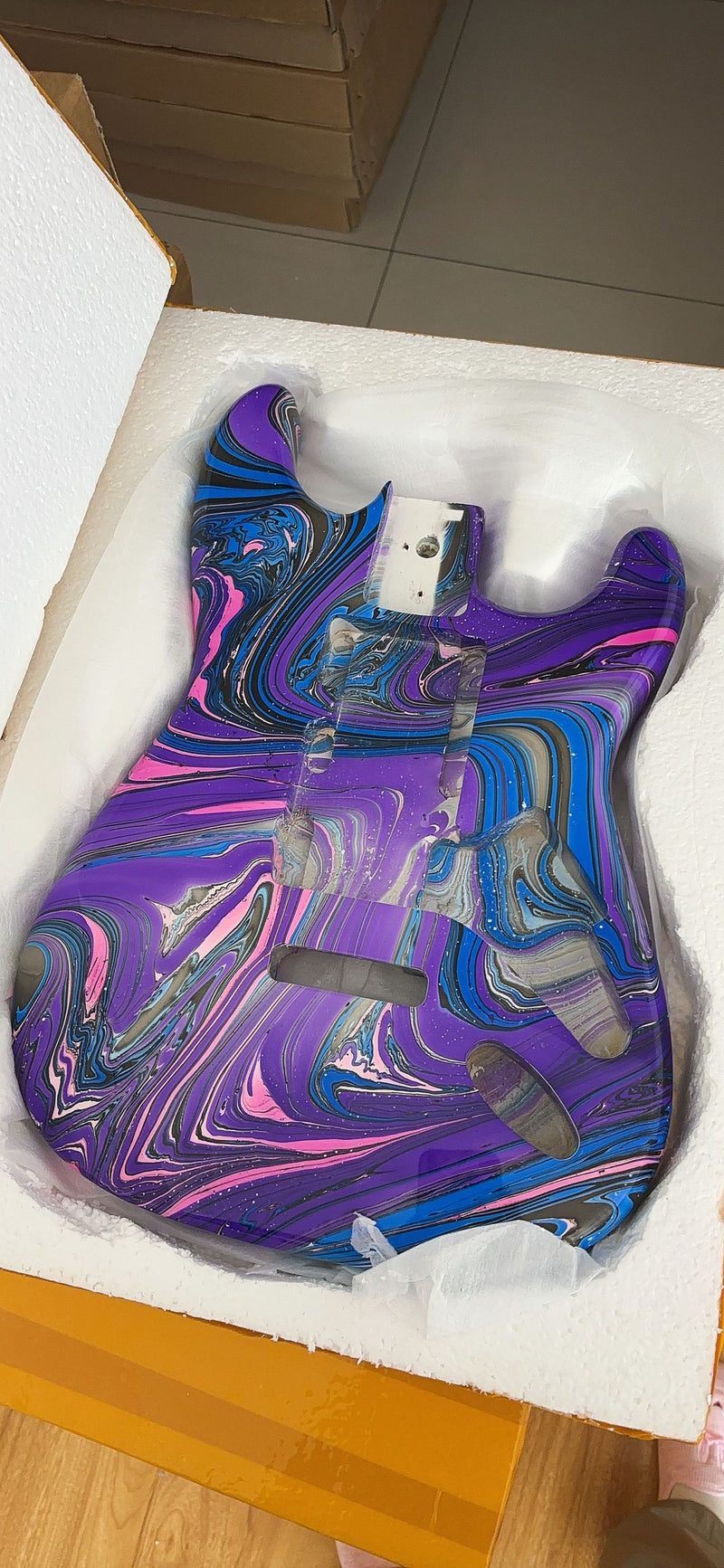 One-of-a-Kind Hand-Swirled ST Style Electric Guitar Body (HST-011)