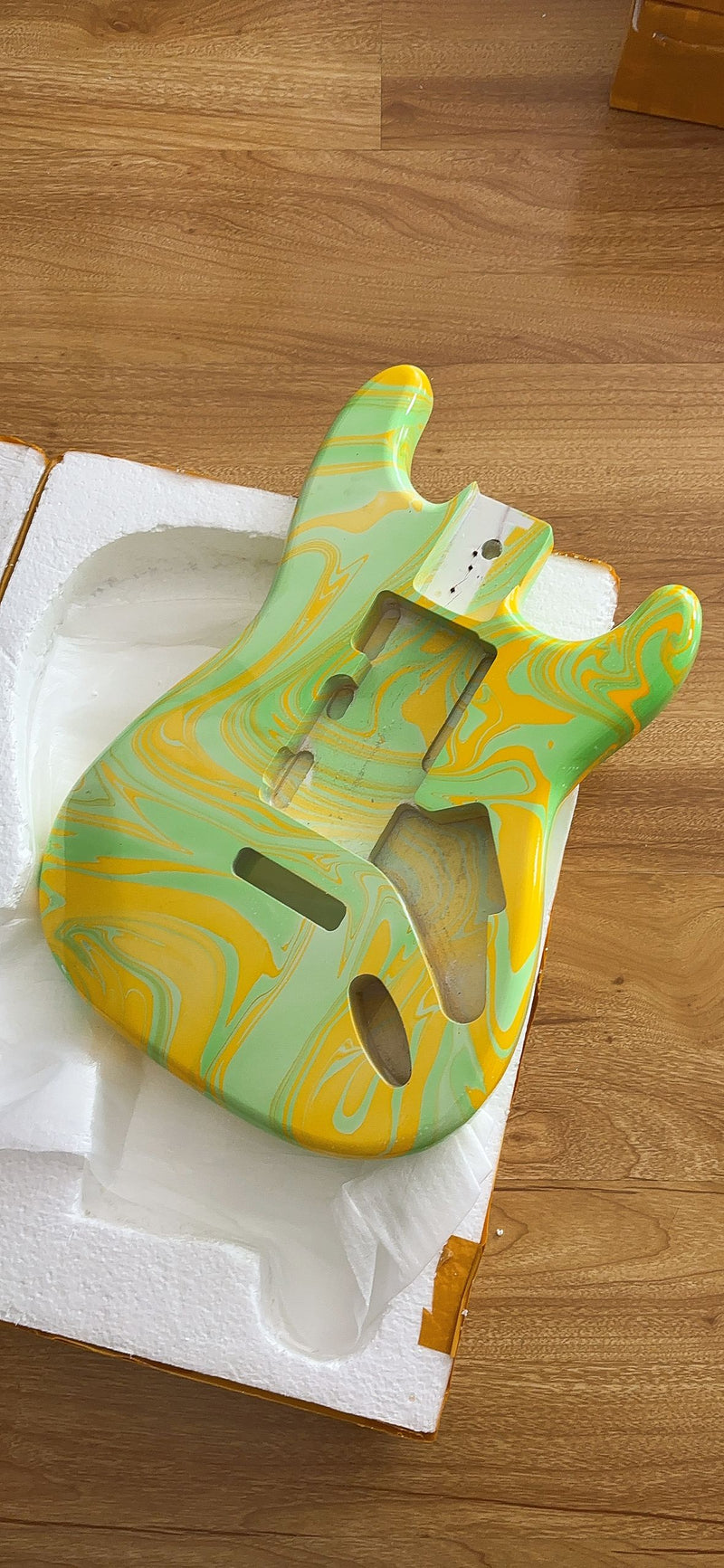 One-of-a-Kind Hand-Swirled ST Style Electric Guitar Body (HST-013)