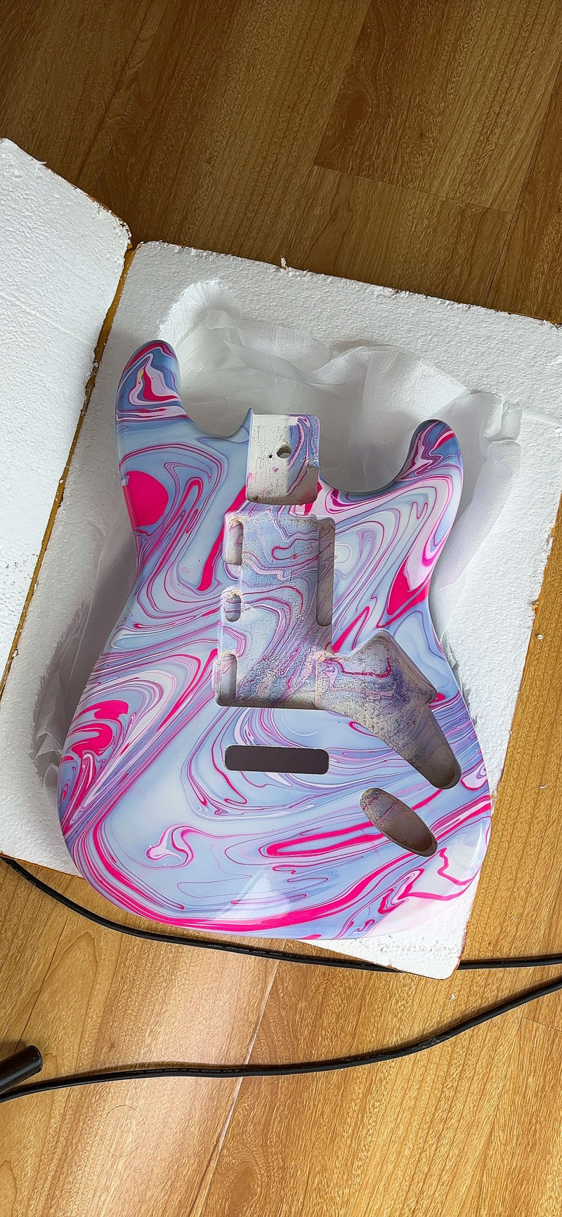 One-of-a-Kind Hand-Swirled ST Style Electric Guitar Body (HST-017)