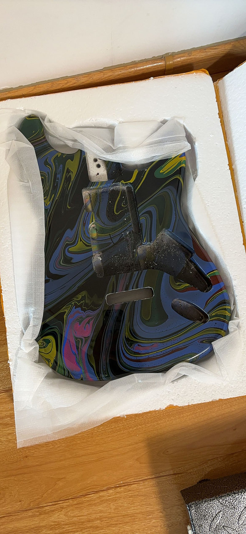 One-of-a-Kind Hand-Swirled ST Style Electric Guitar Body (HST-020)