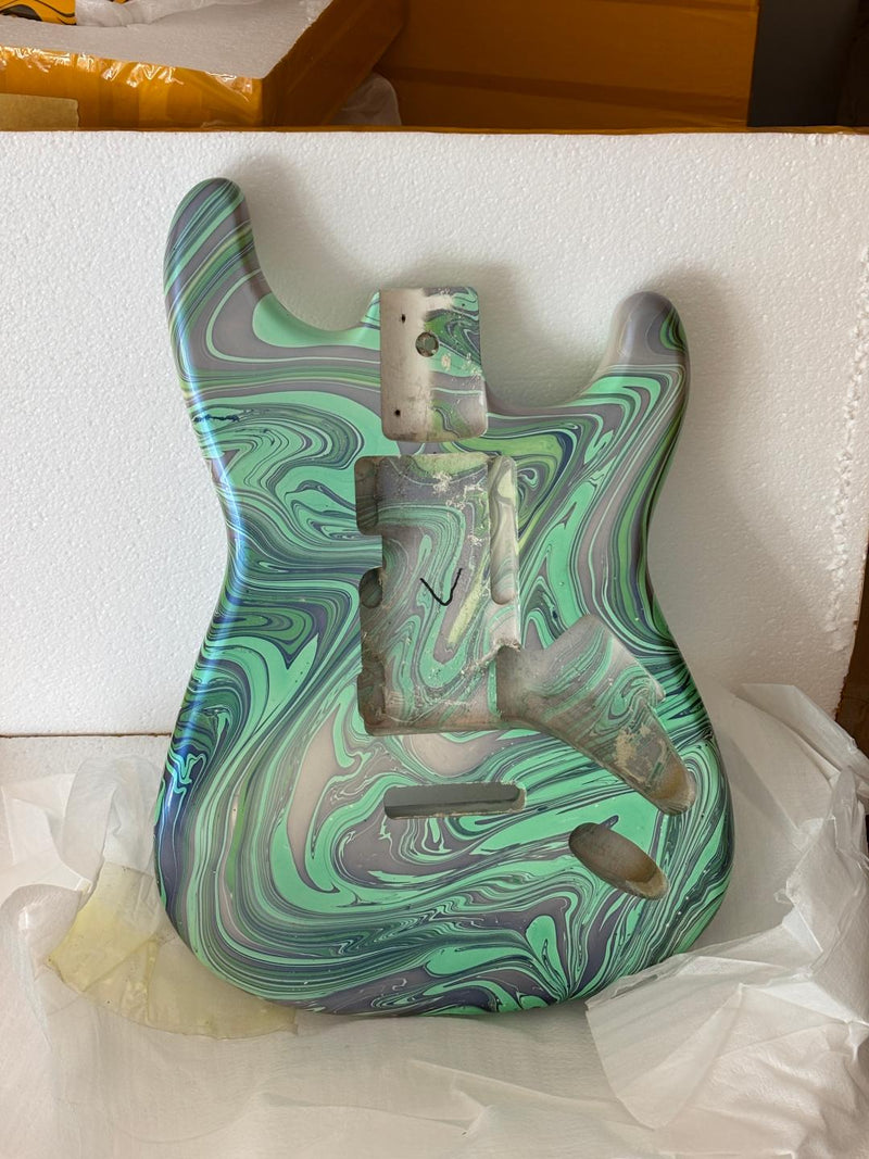 One-of-a-Kind ST-Style Hand-Swirled Electric Guitar Body with Gloss Finish (HST-025)