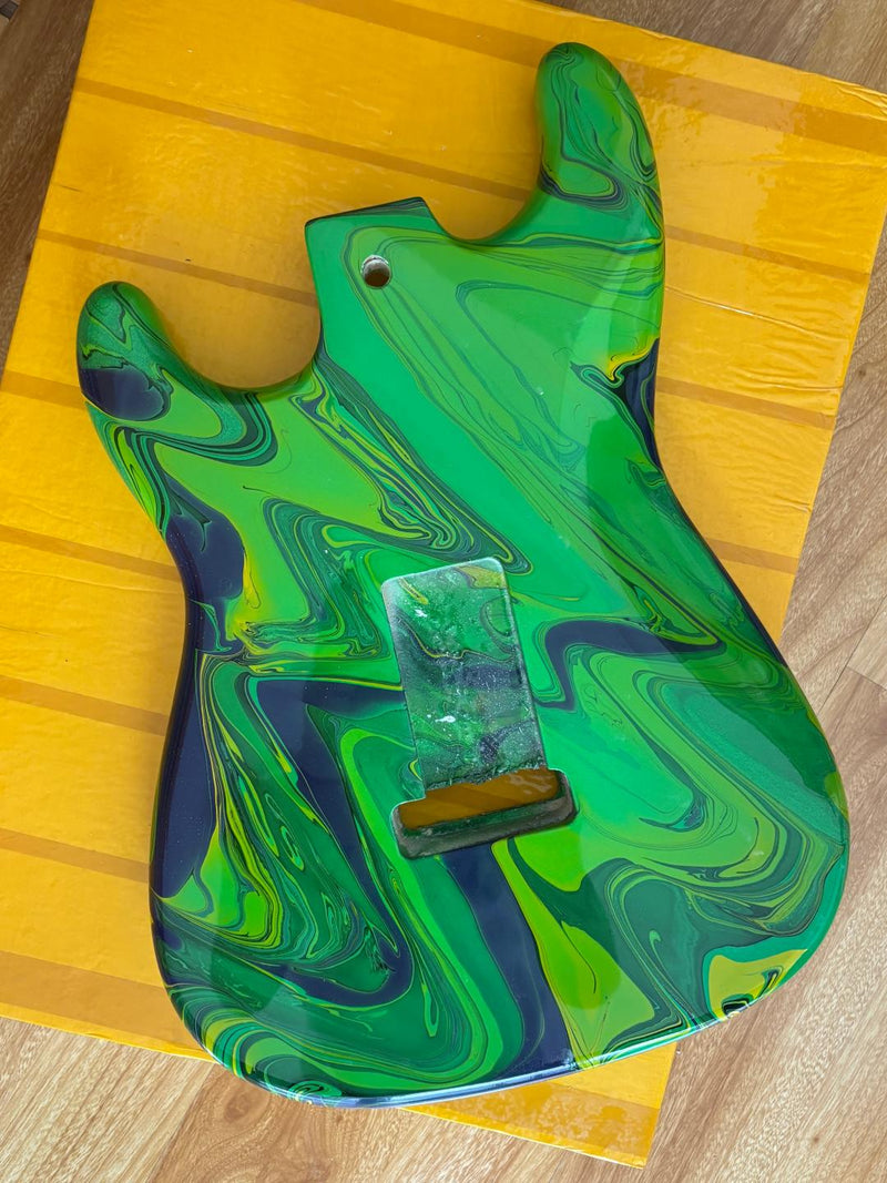 One-of-a-Kind ST-Style Hand-Swirled Pre-Finished Electric Guitar Body (HST-022)