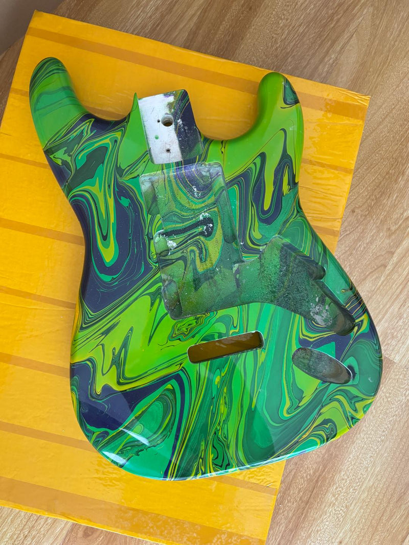 One-of-a-Kind ST-Style Hand-Swirled Pre-Finished Electric Guitar Body (HST-022)