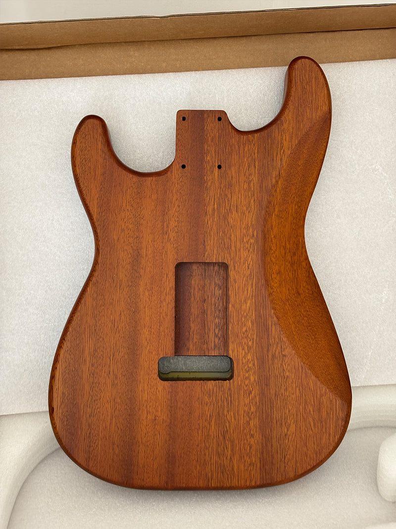 One-of-a-Kind ST Thinline Style Electric Guitar Body with F-hole, Burl Wood & Epoxy Resin Top (SRB-001)